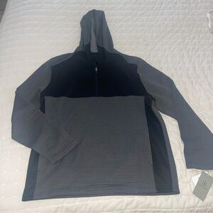PGA TOUR Gray AND Black Hooded QUARTER ZIP Pullover